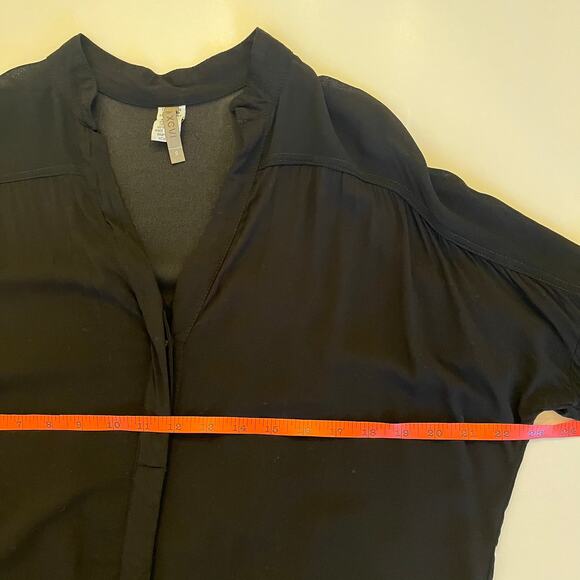 XCVI Tunic Shirtdress Small Black Sheer Minimalist Coverup Oversized Rayon - Picture 14 of 15
